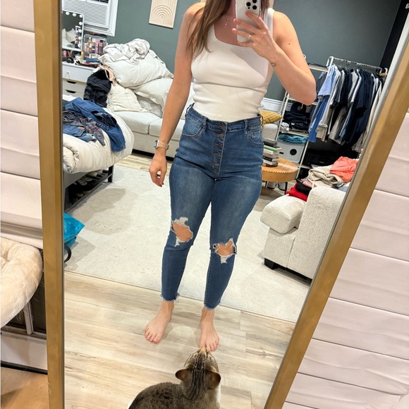 Nature Denim Button Fly High Rise Jeans - 13 - Picture 1 of 5